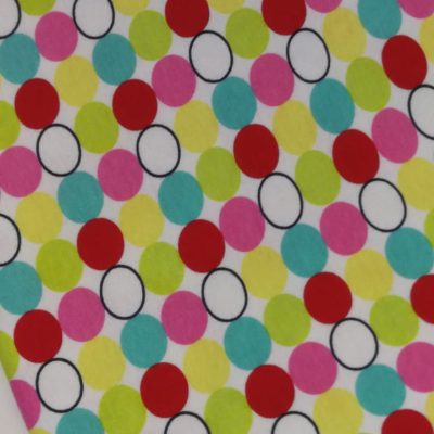Cotton Knit - Colorful Circles on White