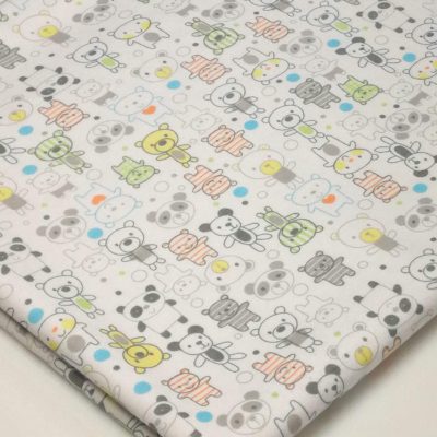 Cotton Knit - Teddies on White