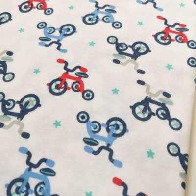 Cotton Knit - Tricycles on White