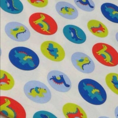 Cotton Knit - Dinosaurs in Color Circles