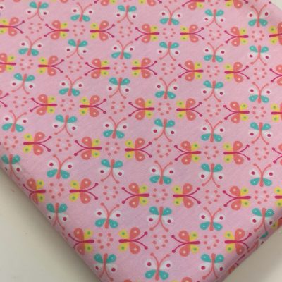 Cotton Knit - Butterflies / Seamless Pattern on Pink