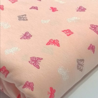 Cotton Knit - Butterflies on Peach