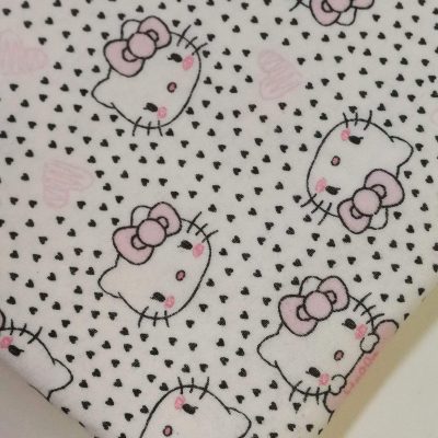 Cotton Knit - Hello Kitty With Black Heart Background