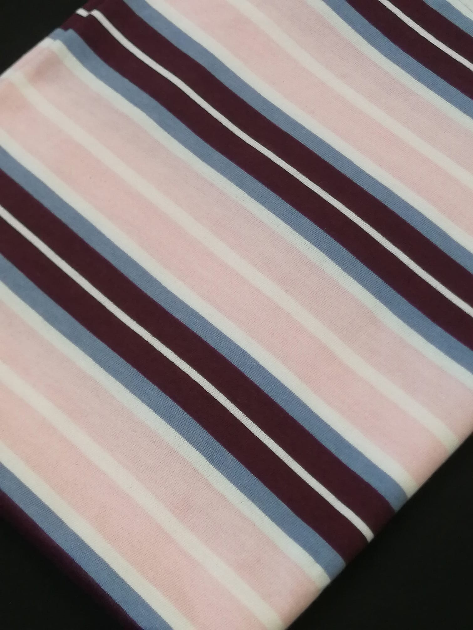 Cotton Knit – Light Pink White Blue White Stripe | FabricStore