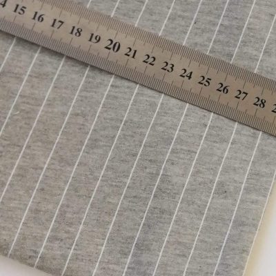 French Terry - Embossed White Stripes on Grey Melange