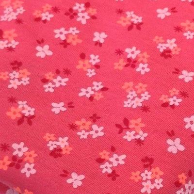 Cotton Knit - Bright / Pink / Red / Orange & White Flowers