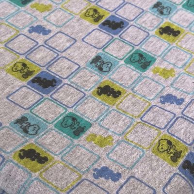 Cotton Knit - Snoopy Blocks on Grey