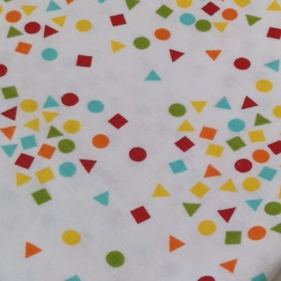 Cotton Knit - Multicolor Shapes on White