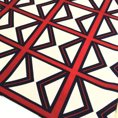 Jacquard Knit - Red and Navy squares and stripes