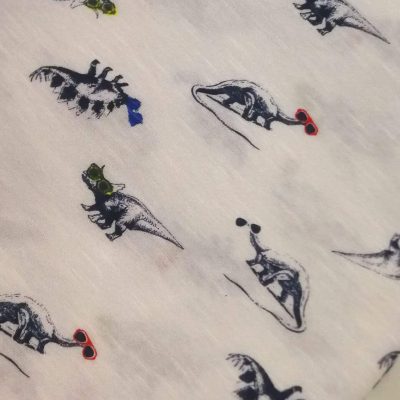 Cotton Knit - Dinosaurs with sunglasses on white
