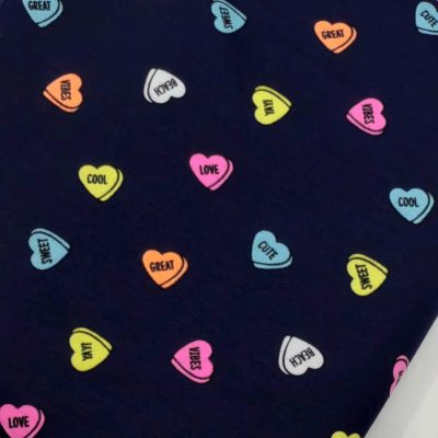 **SALE** French Terry - Printed Hearts on Navy