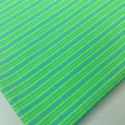 Cotton Knit - Precut - Lumo Green Stripes