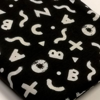 Cotton Knit - Beige Letters Black