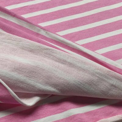French Terry - Pink & White Stripes