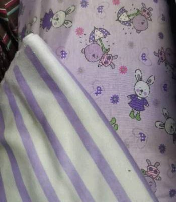 Cotton Knit (Combo) - 1meter of each Print - Rain Bunnies @Bears with Purple Stripes