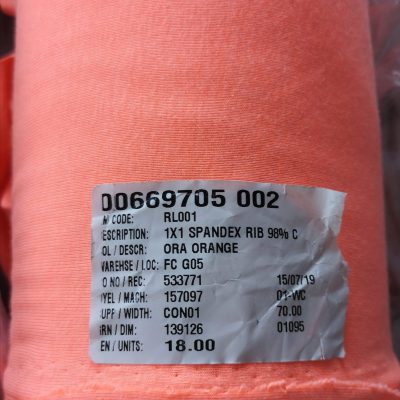 Ribbing / 1x1 / Spandex - 98%Cotton / Bright Orange