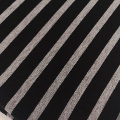 Cotton Knit / Stripes / Black & Grey Melange