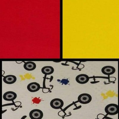 Cotton Knit Combo/ 1/2m each piece, (Bicycles / Yellow & Red)