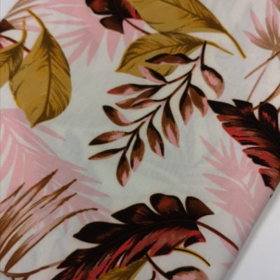 Lycra 190gms / Blend / Cotton /Spandex. Custom Imported (Liberty London) Gold Leaves
