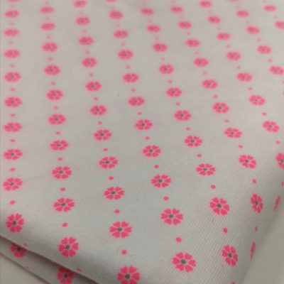 Cotton Knit / Seamless Bright Pink Flowers