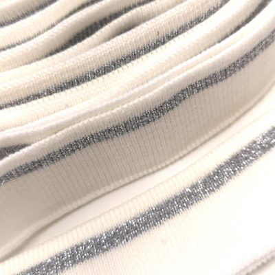 Cuffs /Necklines /(3.5cm x 20cm) Milk - Silver Lurex