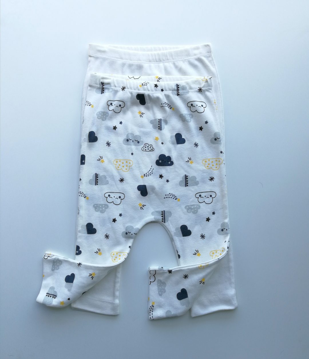 White clouds pants twin pack 9-12months | FabricStore