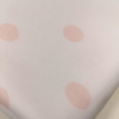 Cotton Knit (Interlock) Soft Pink Polkadots on White