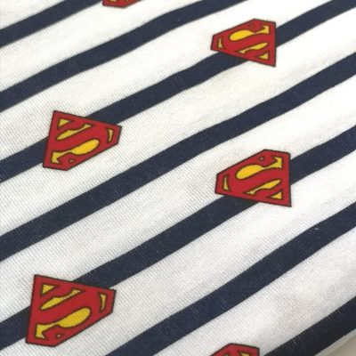 Cotton Knit - Superman Logo (thru) Navy Stripes es