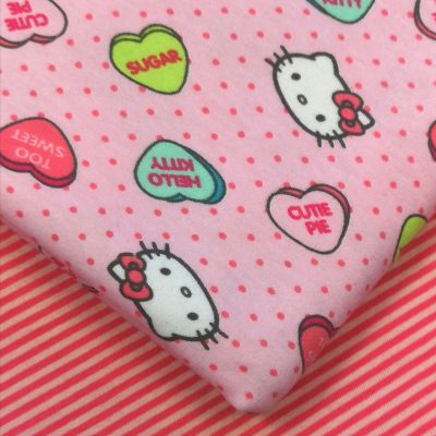 Combo - Hello Kitty Hearts & Pink Stripes / 1/2m each print.