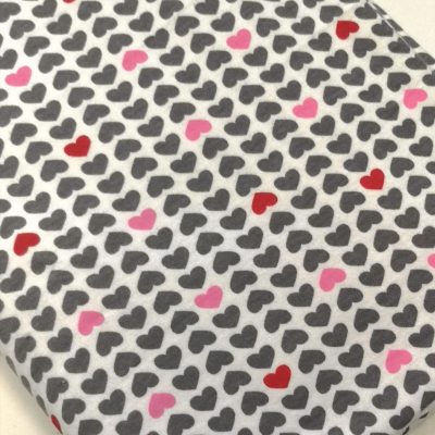 Cotton Knit - Red / Pink & Black Hearts