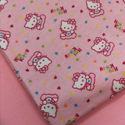 COMBO - Cotton Knit ( 1/2m each piece) Hello Kitty - Plain Pink.