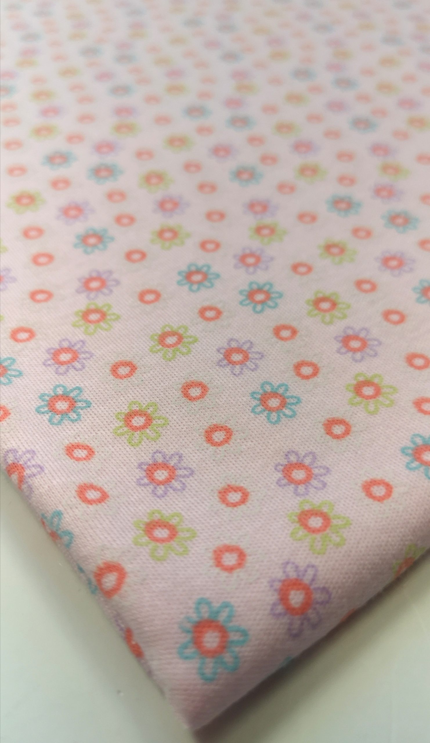 Cotton Knit (Interlock) Small Lilac / Teal / Pink Flowers on Pink ...