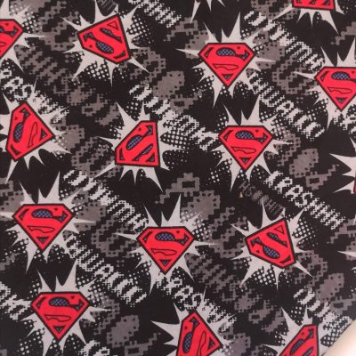 PANEL / Cotton Knit - (50cm x 50cm) - Superman / Red & Black