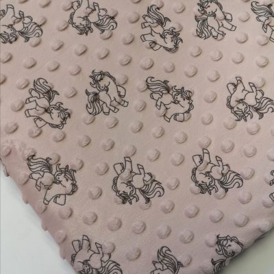 Minky Dots / Printed - Unicorns on Dusty Pink
