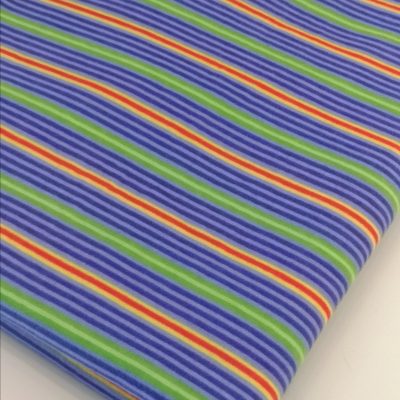 Cotton Knit - (Interlock) Blue / Green / Red  - Stripes