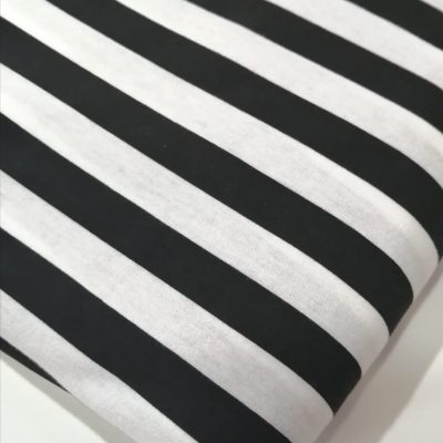 Cotton Knit - Printed - Black on White Stripes
