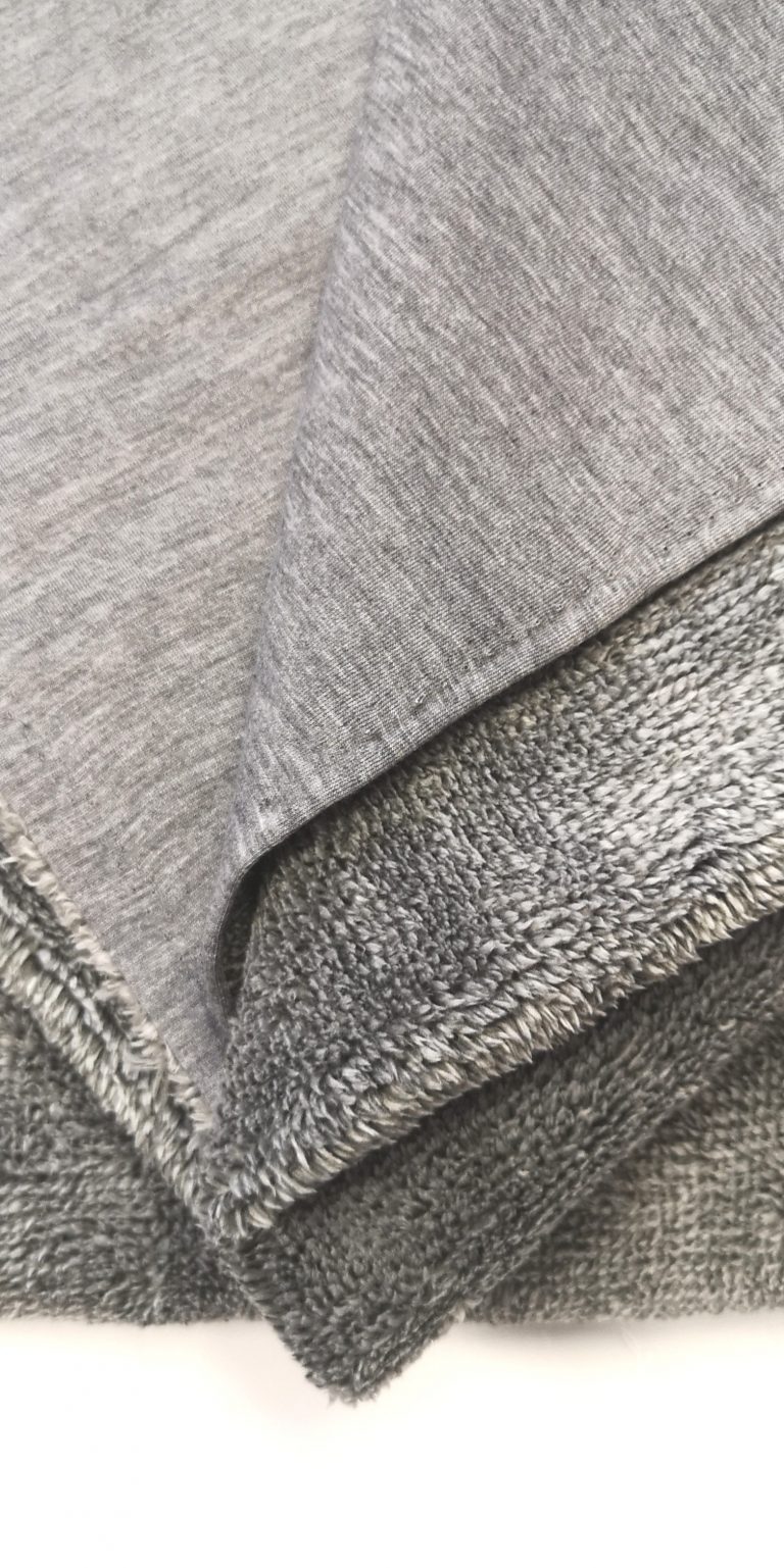 DESTASH – Sherpa Tracksuit Fleece (1m x 1m50) Silver / Grey | FabricStore