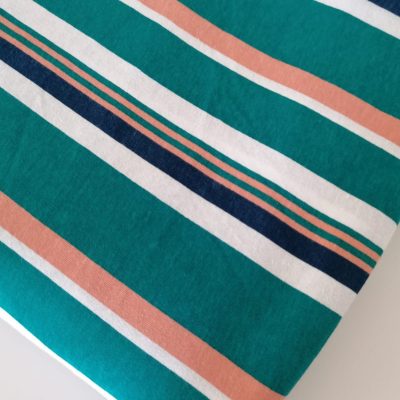 Cotton Knit - Single Jersey ( Green Earthy Stripes)