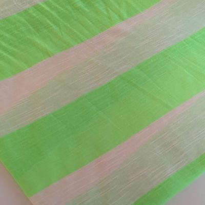 Cotton Knit /Single Jersey / White & Lime Green Stripes