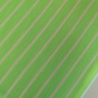 Organic Cotton Knit - (Single Jersey) - Lime Green with Thin White Stripes