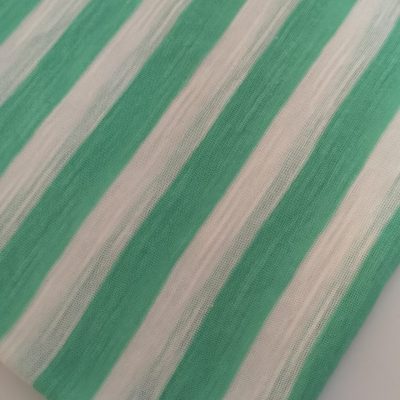 Cotton Knit /Single Jersey /Seaweed Green & White Stripes