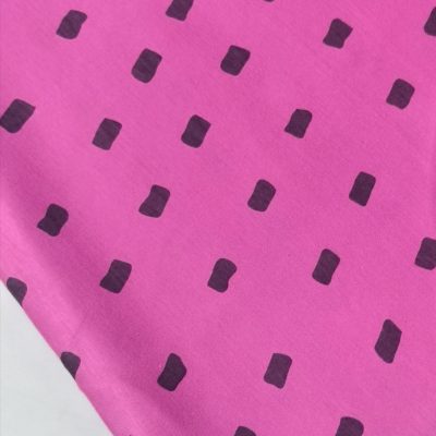 Cotton Knit / Black Shapes on Bright Pink
