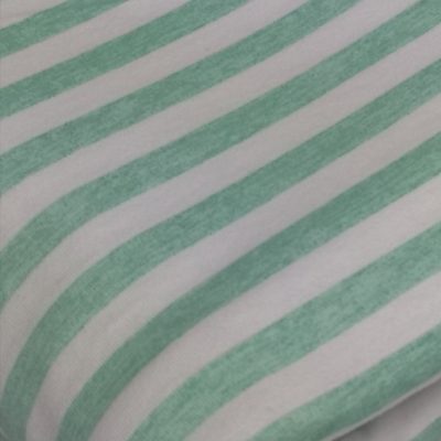Cotton Knit - Light Green Melange Stripes on White