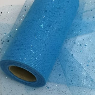 Tulle Trimming (150mm x 25m) Soft - Glittering - Turquoise Blue