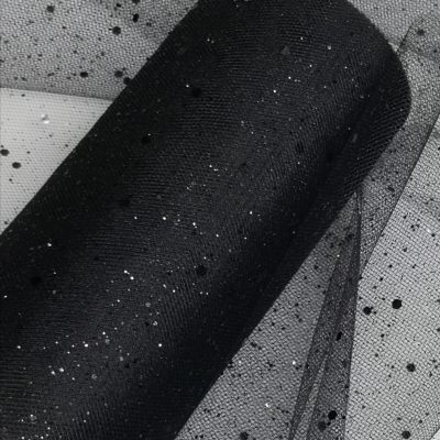 Tulle - Trimming (150mm x 25m) Soft - Glittering - Black