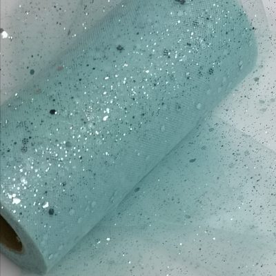 Tulle Trimming - (150mm x 25m) Soft - Glittering - Sage Green