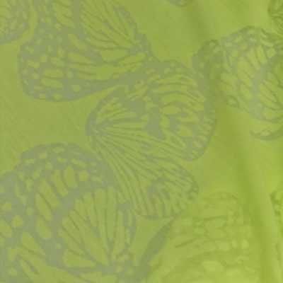 Lace Cotton Knit - (Single Jersey) With  Butterflies - Lime