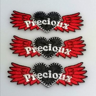 Badges Iron On - 7.5cm (10 piece) Heart Wings Precioux
