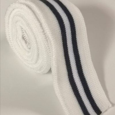 Collars / Cuffs - White & Black Stripes (40mm x 1m15)