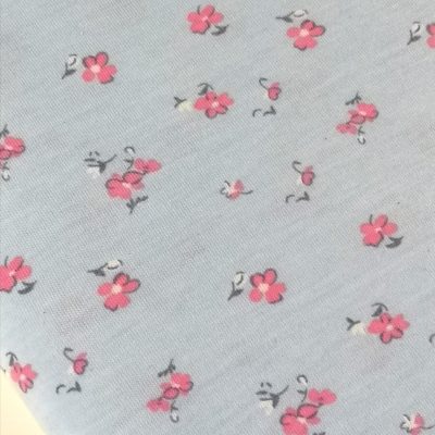 Cotton Knit - Small Flowers on Blue